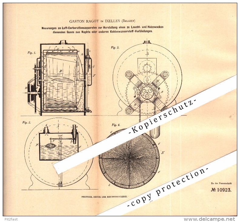 Original Patent - Gaston Ragot In Ixelles - Bruxelles , 1880 , Leuchtstoff Aus Naphta , Beleuchtung !!! - Sets And Collections