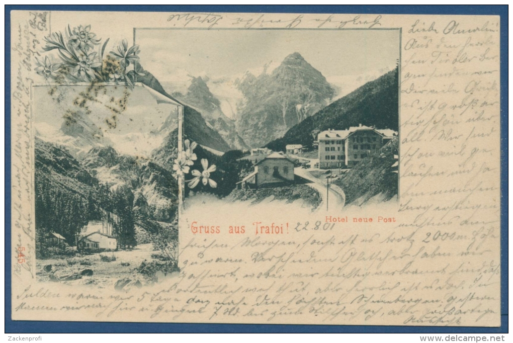 Gruß Aus Trafoi Hotel Neue Post Ortler-Gruppe, Gelaufen 1901 (AK357) - Bolzano (Bozen)