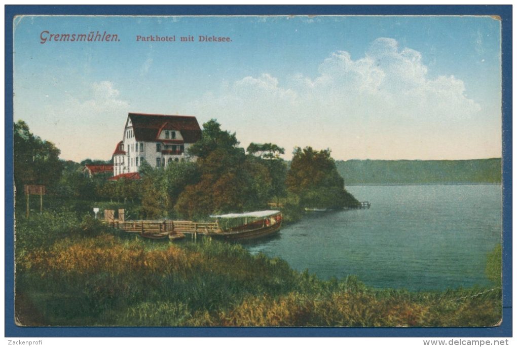 Gremsmühlen Parkhotel Mit Diecksee, Gelaufen 1919 (AK402) - Malente-Gremsmuehlen