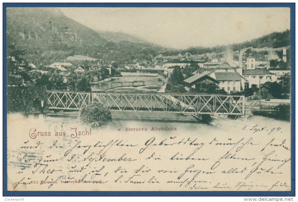 Gruß Aus Ischl Sterzens Abendsitz Ortsansicht, Gelaufen 1898 (AK363) - Bad Ischl