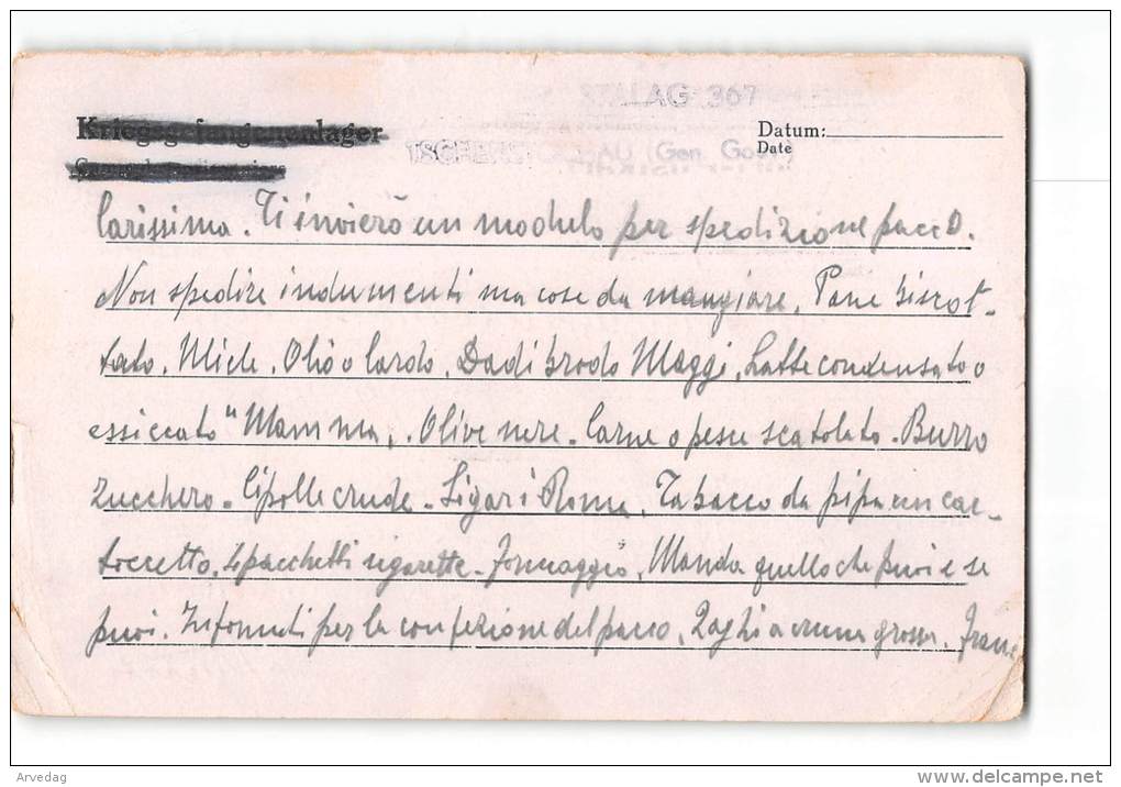 13942  KRIEGSGEFANGENENPOST POSTKARTE ITALIAN PRISONER STALAG TO MONTEMARCIANO - GEPRUFT - Storia Postale