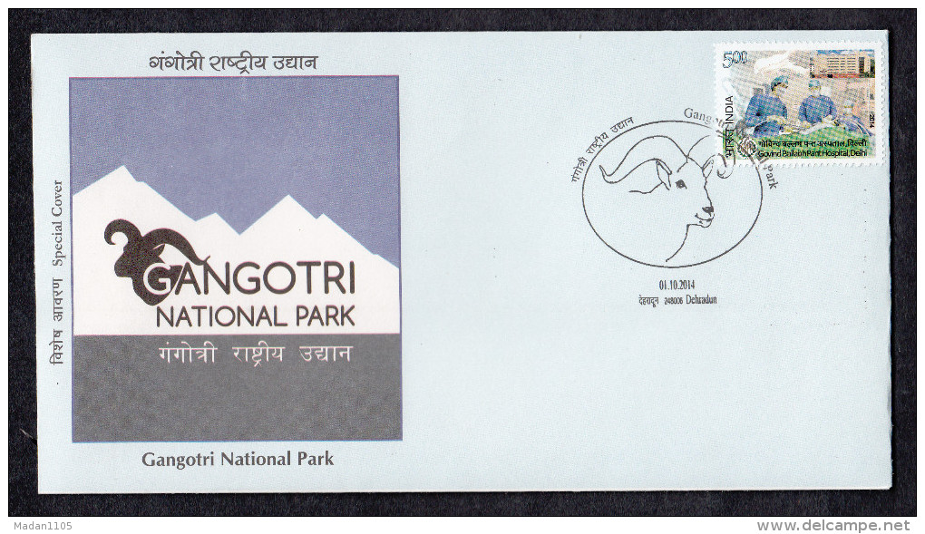 INDIA, 2014, SPECIAL COVER, Gangotri National Park, Deer, Fauna, Dehradun  Cancelled - Covers & Documents