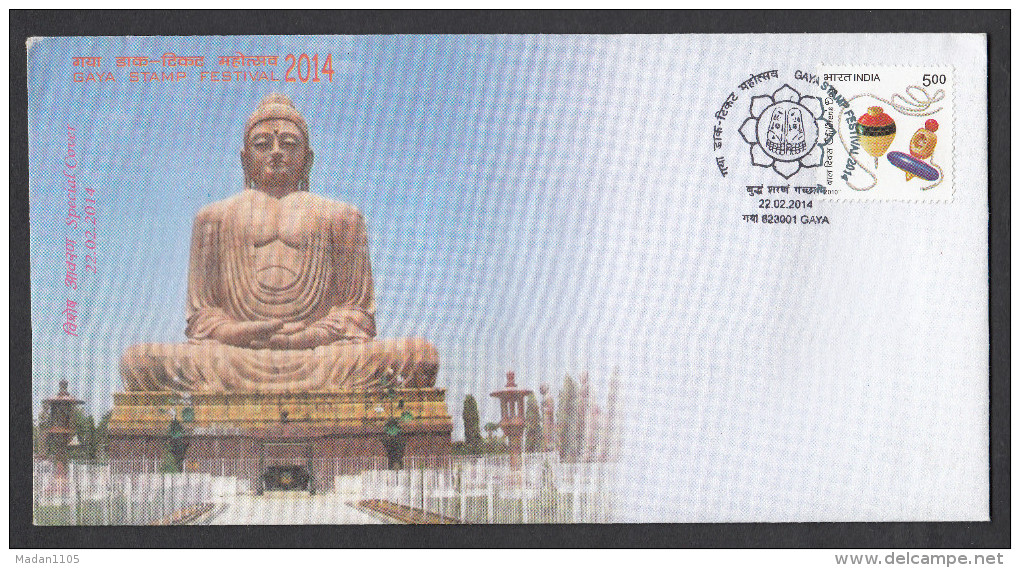 INDIA, 2014, SPECIAL COVER, Gaya Stamp Festival, Buddha Statue, Gaya  Cancelled - Covers & Documents