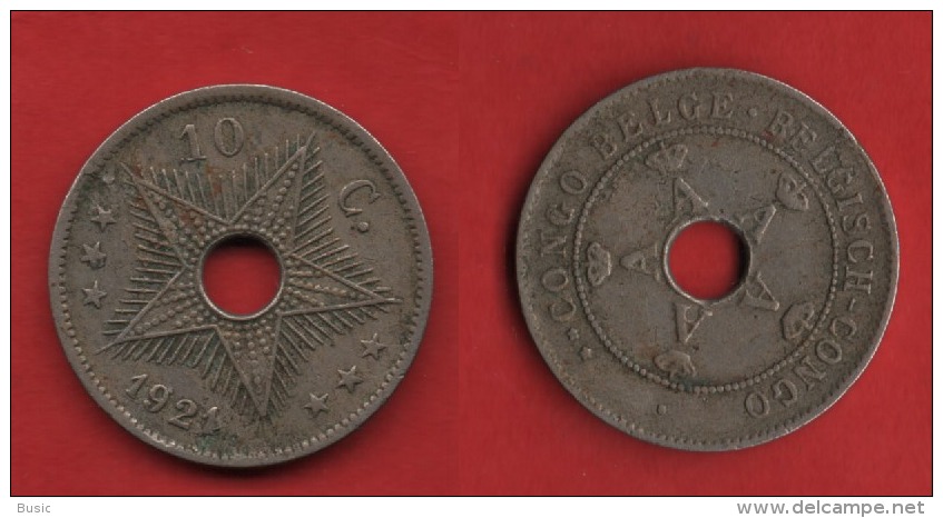 + BELGIQUE + CONGO BELGE  +  10 CTS  1921 + - 10 Centimes