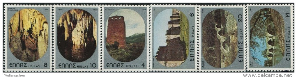 GR0243 Greece 1980 Castle Cave Bridge 6v MNH - Unused Stamps