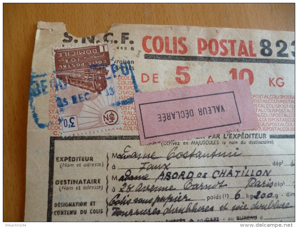 France Marcophilie 3 TP Colis Postaux Sur Recommandé SNCF 1938 Bergerac à Paris - Lettres & Documents