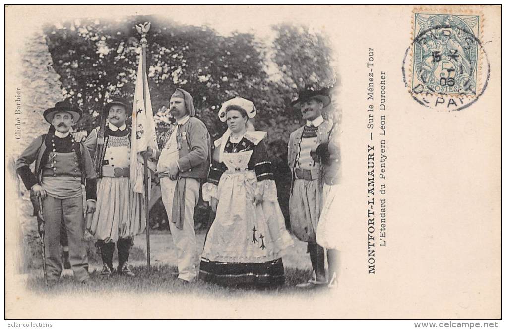 Montfort-l'Amaury    78     Sur Le Ménez-Tour  L'étendard Du Pentyern Léon Durocher. Coiffes Et Costumes Bretons - Montfort L'Amaury