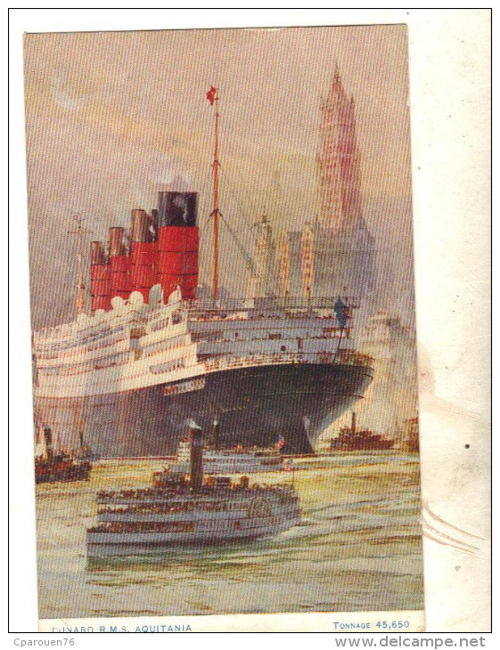 The Cunard Liner CPA PEINTE " AQUITANIA " Paquebot Transport Passagers Mer - Steamers