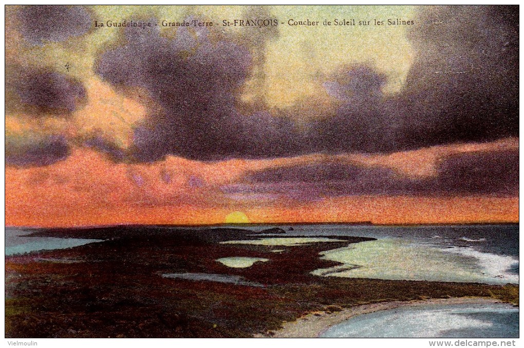 ANTILLES TGUADELOUPE GRANDE TERRE ST FRANCOIS COUCHER DE SOLEIL SUR LES SALINES  BELLE CARTE  RARE !!! - Autres & Non Classés