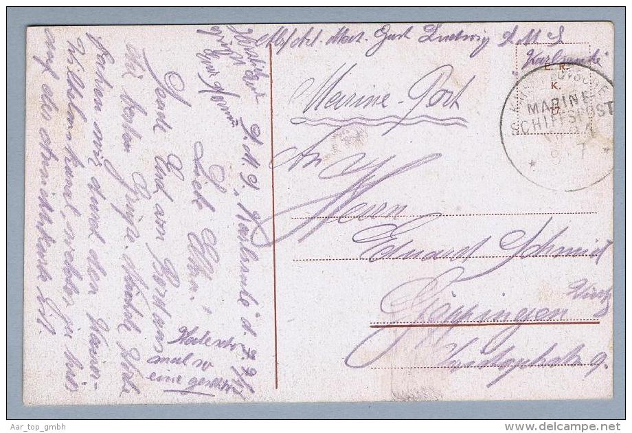 DE Auslandspostämter Deutsche Marine-Schiffspost 1918-07-07 S.M.S. Karlsruhe Postkarte - Sonstige & Ohne Zuordnung