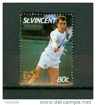 St Vincent 1987, 1V, Tennis,missing Ball, Ivan Lendl,Error,,MNH/Postfris,, (D2264) - Tennis