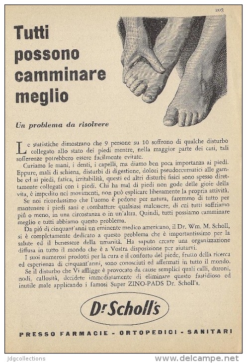 # DR.SCHOLL´S FOOT CARE SHOES 1950s Italy Advert Pub Pubblicità Reklame Pieds Chaussures Piedi Scarpe Schuhe Fusse - Advertising