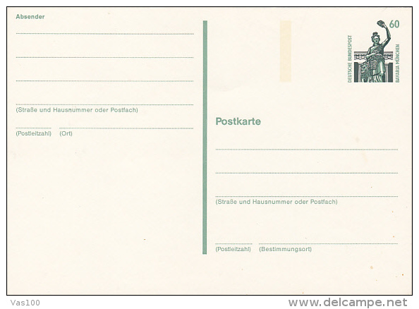 MUNCHEN BAVARIA STATUE, PC STATIONERY, ENTIER POSTAL, GERMANY - Cartes Postales - Neuves