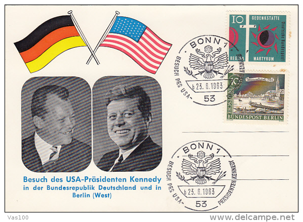 PRESIDENT KENNDEY´S VISIT TO WEST GERMANY AND BERLIN, SPECIAL POSTCARD, 1963, GERMANY - Briefe U. Dokumente