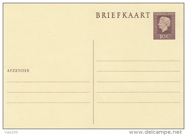 QUEEN JULIANA, PC STATIONERY, ENTIER POSTAL, UNUSED, NETHERLANDS - Postal Stationery