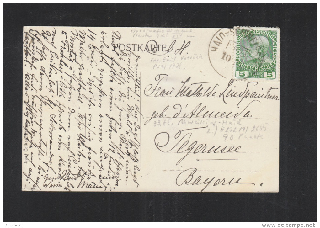 Böhmen AK Dianaberg Piraumberg 1908 Bahnstempel Haid - Storia Postale