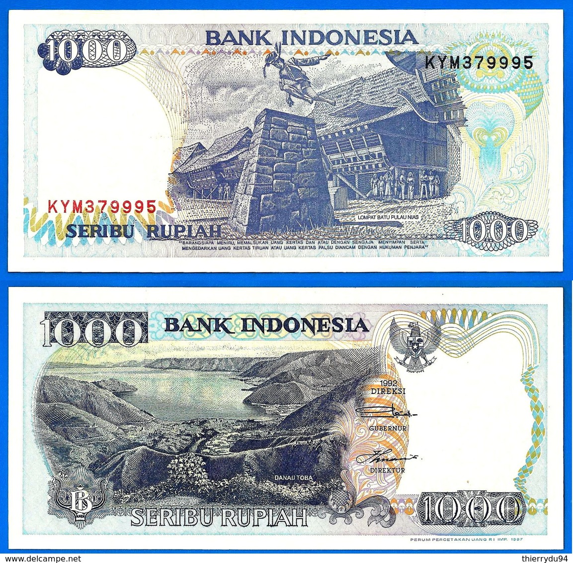 Indonesie 1000 Rupiah 1992 NEUF UNC Que Prix + Port Riviere River Indonesia Skrill Paypal Bitcoin OK - Indonesien