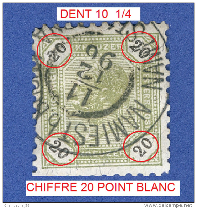 1891  N° 61  CHIFFRES NOIRS DENTELÉ 10  1/4  OBLITÉRÉ - Variétés & Curiosités