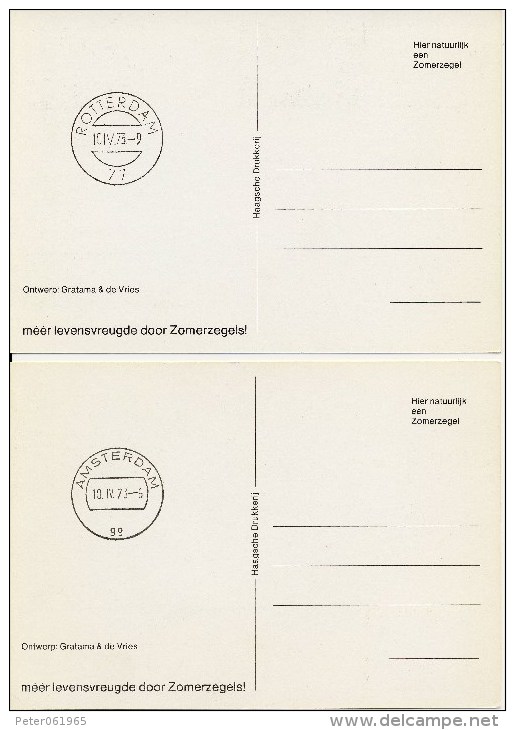 4 Maximumkaarten NVPH Nr. 1026 T/m 1029 (1973, Zomerzegels) - Maximum Cards