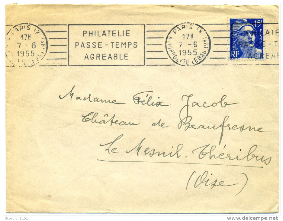 FRANCE 1955 - Cover With Adv. Postmark "PHILATELIE PASSE-TEMPS AGREABLE" - Cartas & Documentos