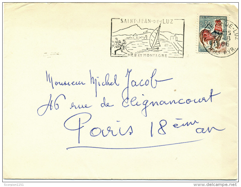 FRANCE 1966 - Cover With Adv. Postmark "SAINT-JEAN DE LUZ - MER ET MONTAGNE" - Briefe U. Dokumente