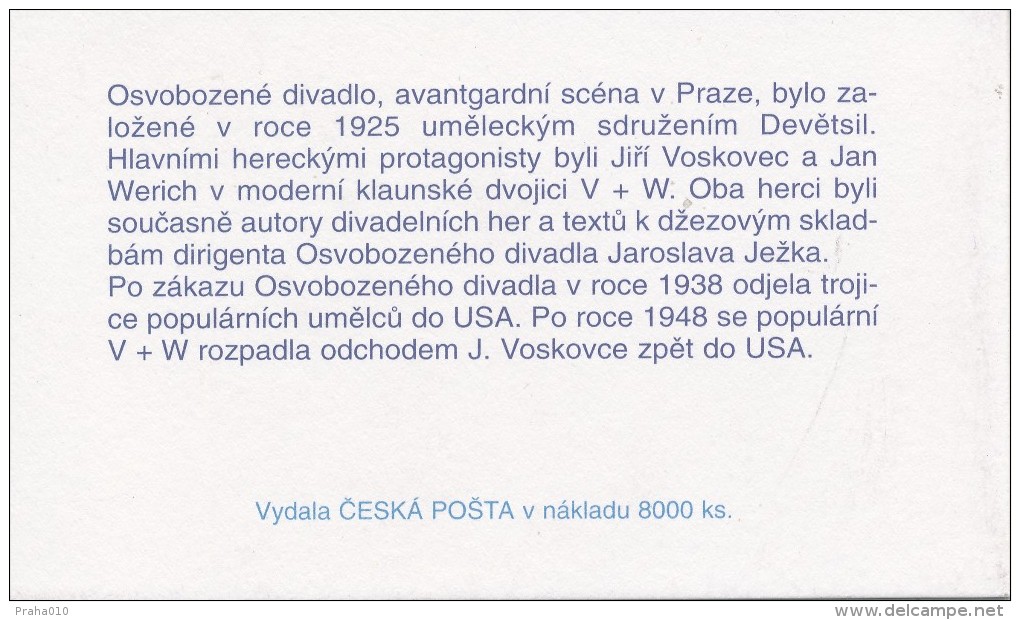 Czech Rep. / Stamps Booklet (1995) 0067-0069 ZS 1 (4 Pcs.) Jiri Voskovec & Jan Verich & Jaroslav Jezek (J3799) - Unused Stamps
