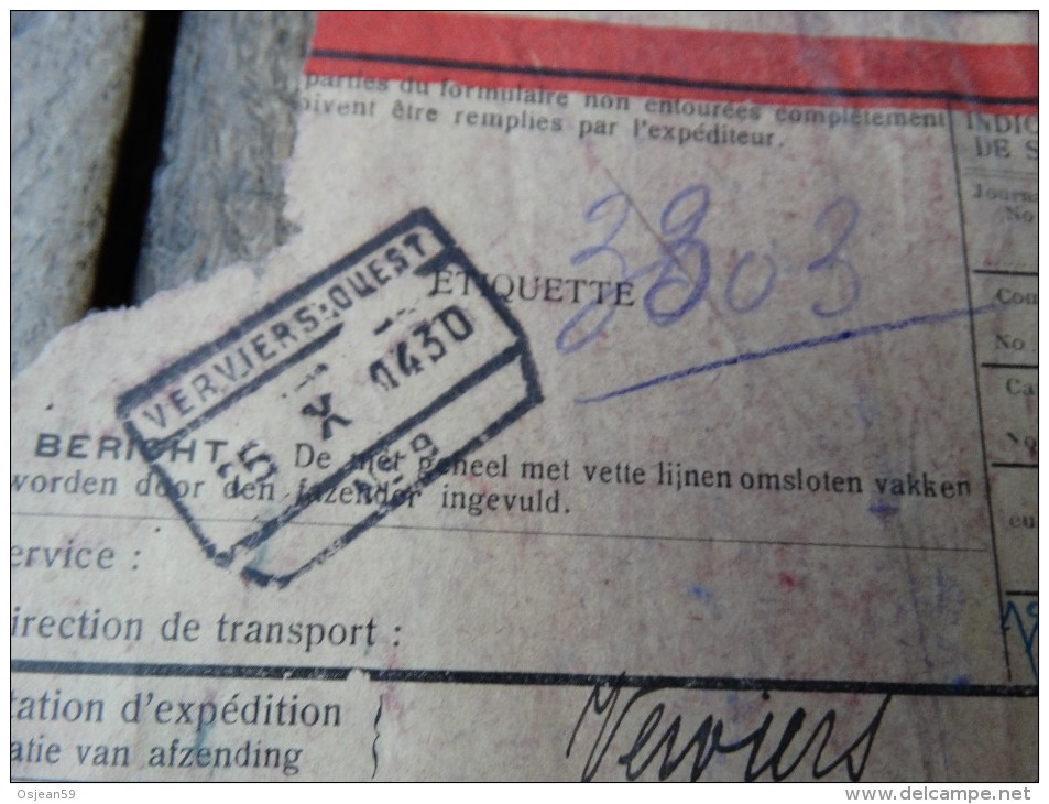 Lettre De Voiture De 1930 Au Départ De La Gare De VERVIERS-Ouest Vers La Gare De CHIMAY - Eisenbahnverkehr