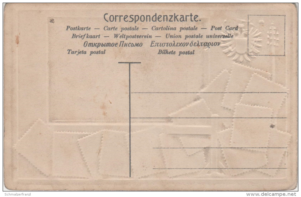 Litho AK Österreich Kaiserliche Post Briefmarke Stamp Wappen Briefmarkenkarte Philatelie Ansichtskarte Austria Autriche - Sellos (representaciones)