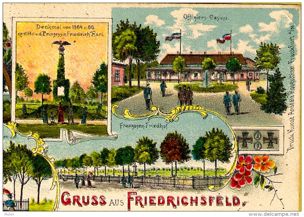 Gelaufen 1909 GRUSS Aus TRUPPENUBUNGSRATZ FRIEDRICHSFELD Bei WESEL * KASERNE MILITAR Litho Lithographie J Nuijken 3285 - Wesel