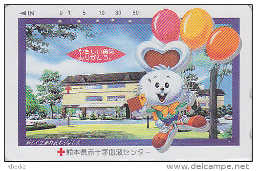 Télécarte Japon - MEDECINE - CROIX ROUGE -  LAPIN & Ballon - RED CROSS RABBIT & Balloon Japan Phonecard  - 536 - Lapins