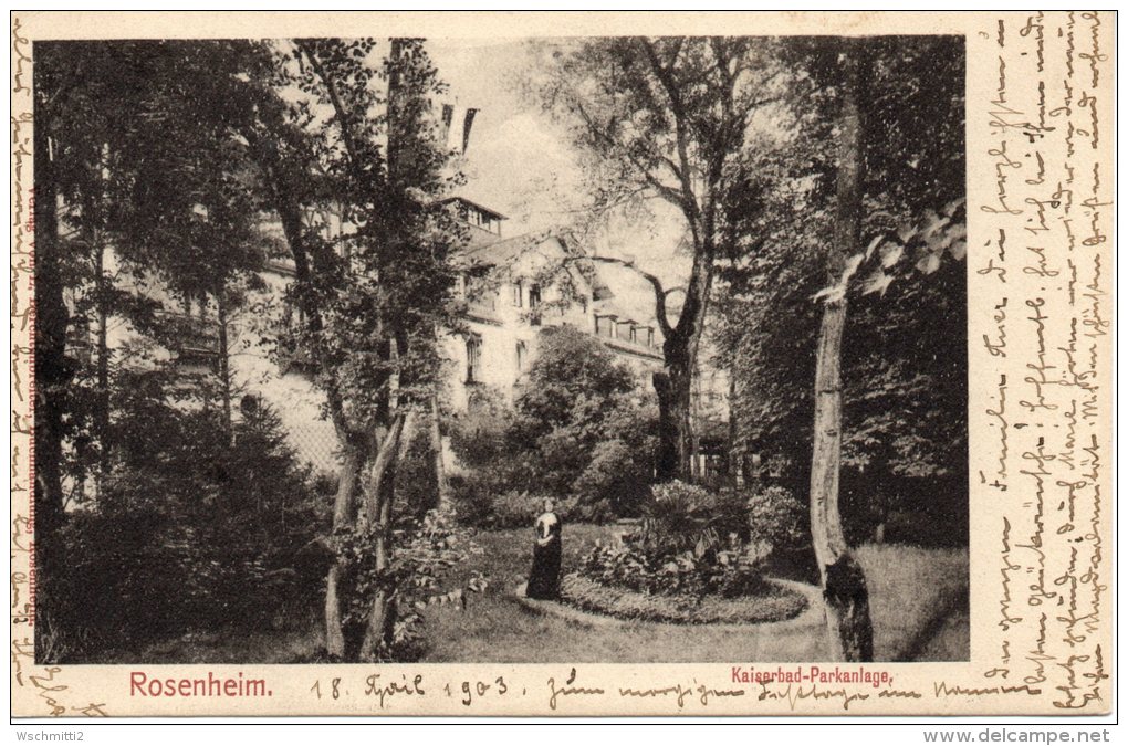Ak ROSENHEIM - Kaiserbad-Parkanlage , 1903 Nach KRONACH - Rosenheim