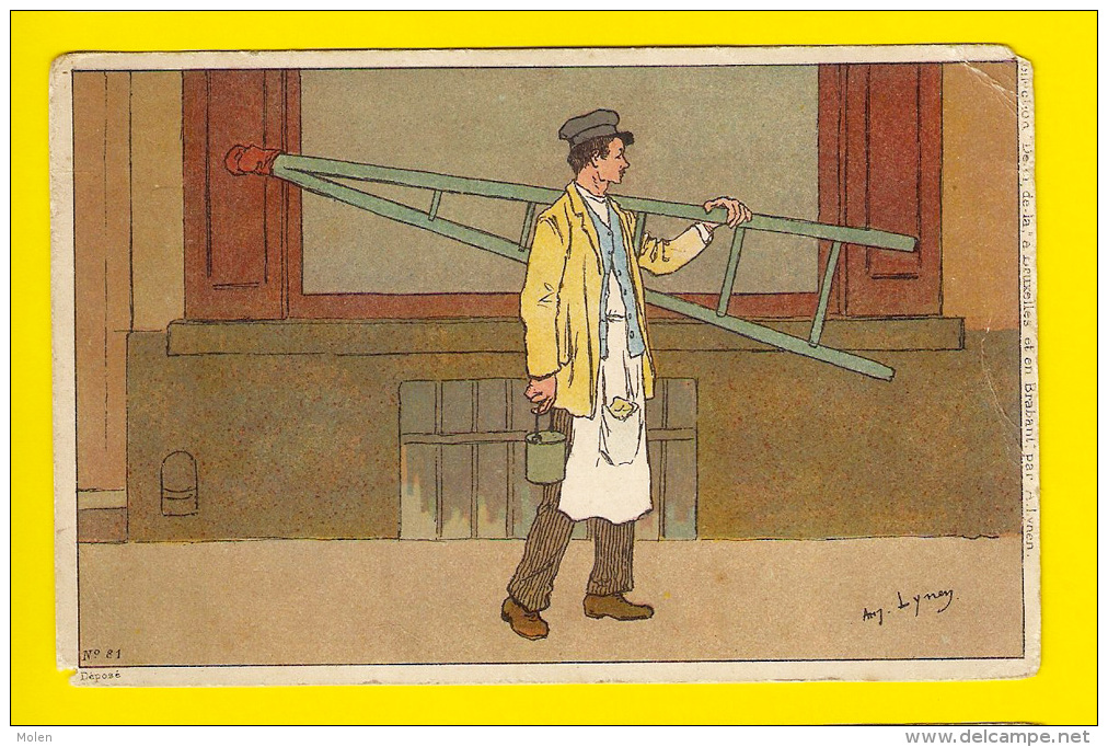 N° 81 Le Vitrier Env1899 De Ci, De La A BRUXELLES Et En BRABANT ILLUSTRATEUR A LYNEN ILLUSTRATOR Metier Vitre 4509 - Straßenhandel Und Kleingewerbe