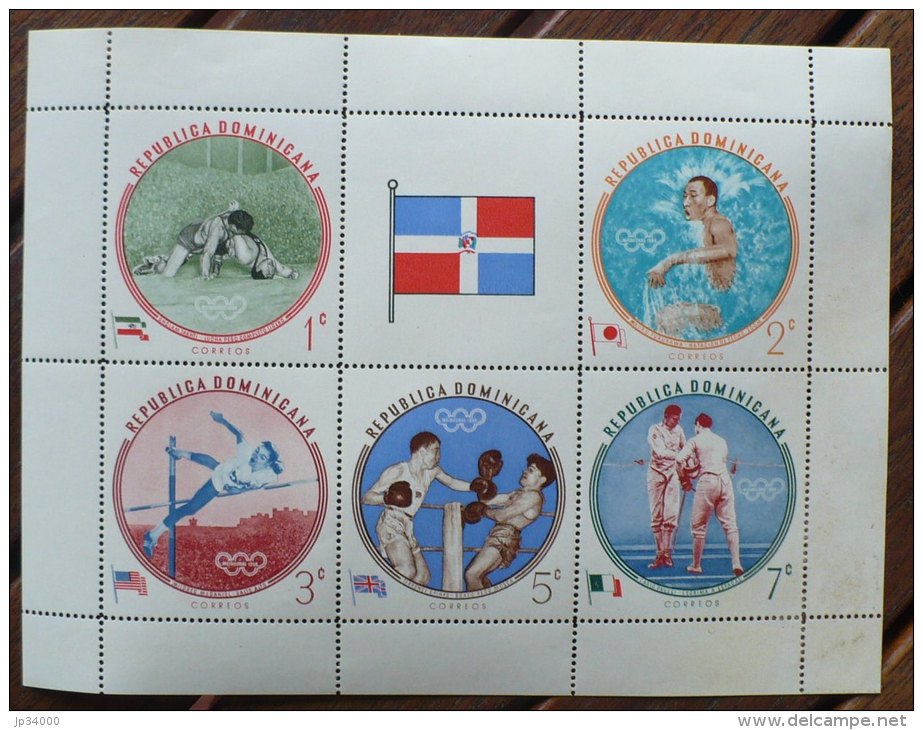 DOMINICANA - DOMINICAINE. JEUX OLYMPIQUES 1956, Lutte, Escrime, Boxe, Saut En Hauteur.  Bloc Feuillet Des N° Yvert 542/4 - Summer 1956: Melbourne