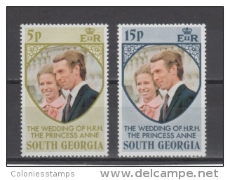 (S1378) SOUTH GEORGIA, 1973 (Princess Anne´s Wedding). Complete Set. Mi ## 45-46. MNH** - Südgeorgien