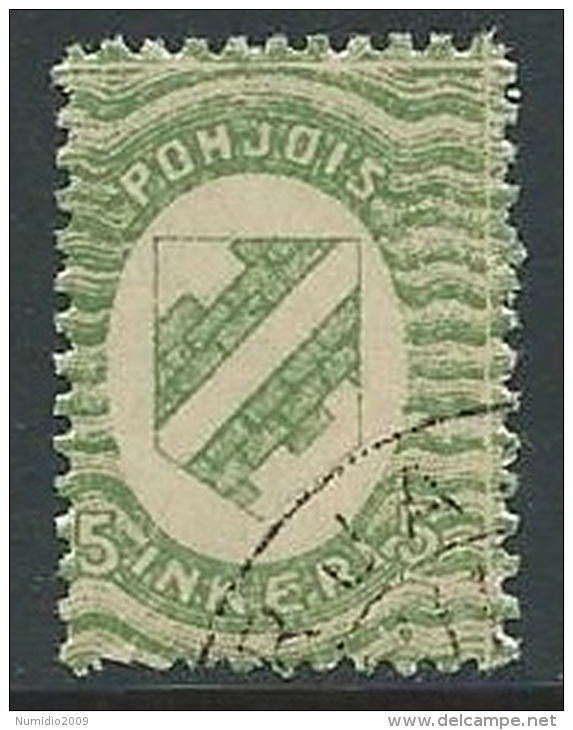 1920 FINLANDIA INGRIA USATO 5 P - VA7-8 - Local Post Stamps