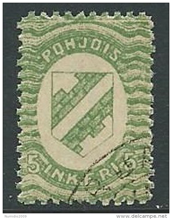 1920 FINLANDIA INGRIA USATO 5 P - VA7-9 - Local Post Stamps