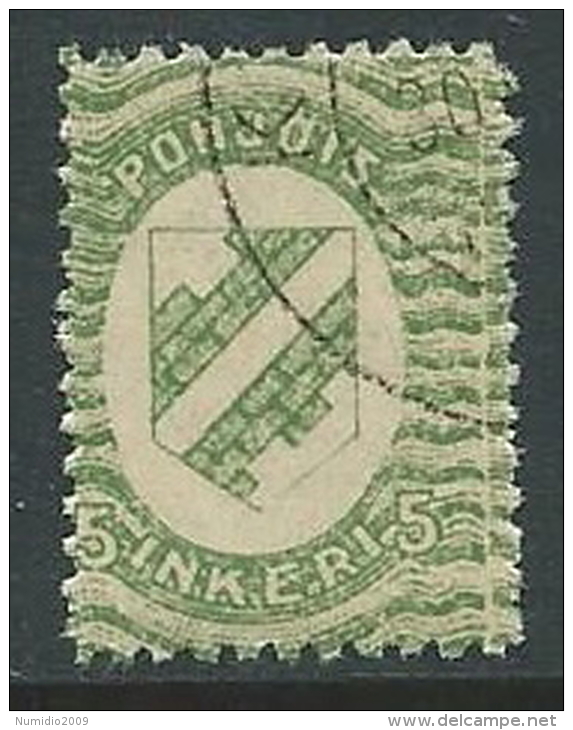 1920 FINLANDIA INGRIA USATO 5 P - VA8 - Local Post Stamps