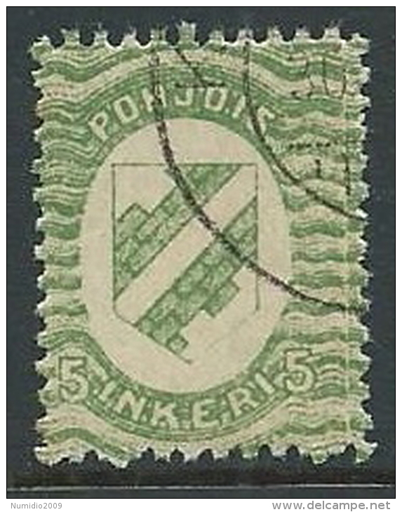 1920 FINLANDIA INGRIA USATO 5 P - VA8-4 - Local Post Stamps