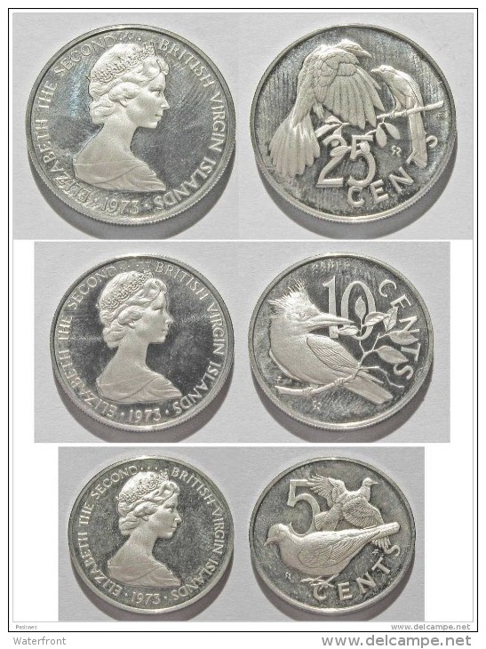 BRITISH VIRGIN ISLANDS - First Coinage Year 1973 Set 5 Coins PROOF (see Description) - Mintage 181,000 - Kolonies