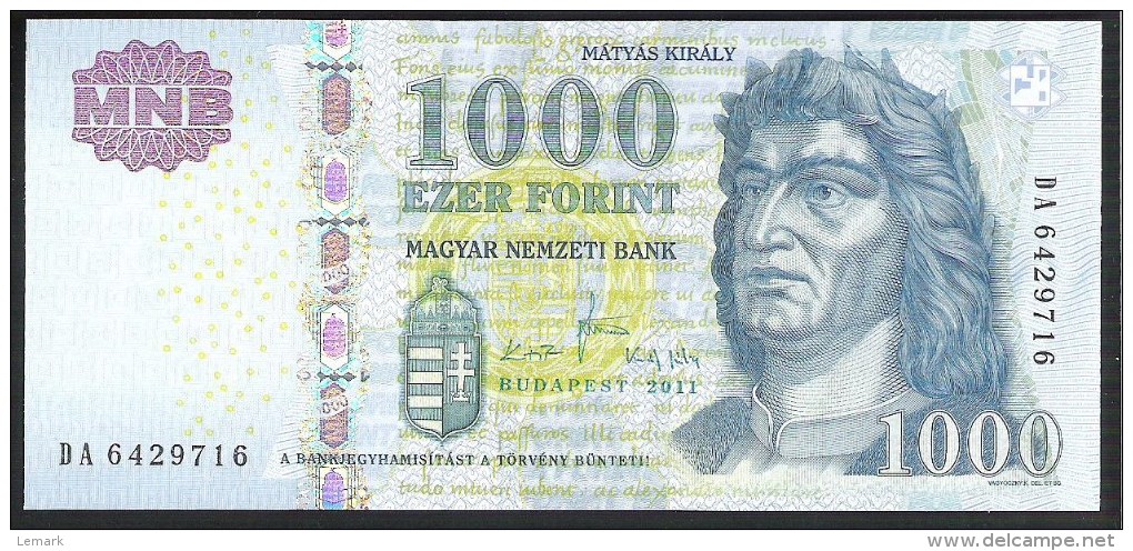 Hungary 1000 Forint 2011 P197b UNC - Hungary