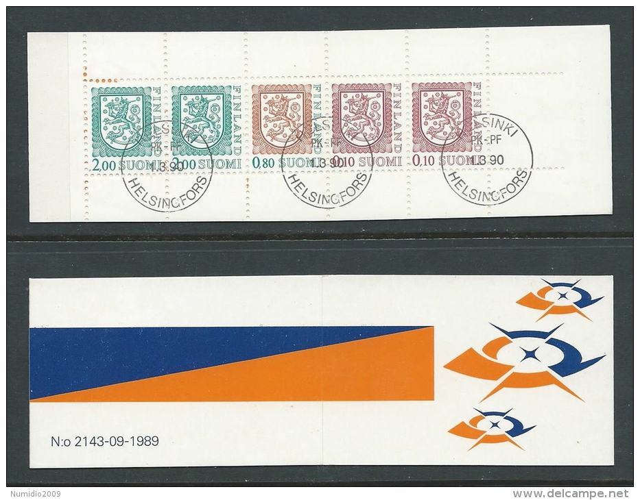 1990 FINLANDIA USATO LIBRETTO LEONE RAMPANTE ANNULLO FDC - K - Carnets