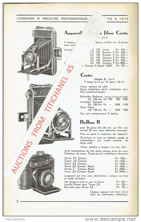 Catalogue 1939 Accessoires Et Spécialités Photographiques BEECKMANS & VEYS - ANTWERPEN - BRUXELLES - Appareils Photo