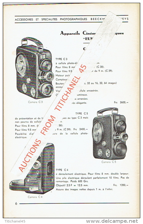 Catalogue 1939 Accessoires et spécialités photographiques BEECKMANS & VEYS - ANTWERPEN - BRUXELLES