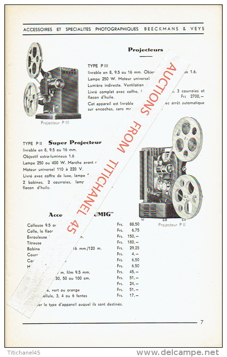 Catalogue 1939 Accessoires et spécialités photographiques BEECKMANS & VEYS - ANTWERPEN - BRUXELLES