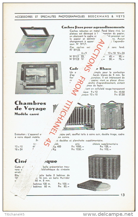 Catalogue 1939 Accessoires et spécialités photographiques BEECKMANS & VEYS - ANTWERPEN - BRUXELLES