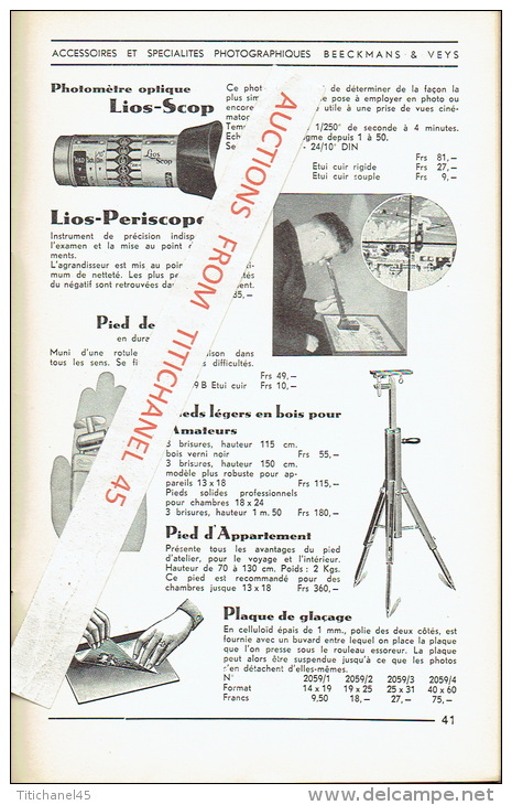 Catalogue 1939 Accessoires et spécialités photographiques BEECKMANS & VEYS - ANTWERPEN - BRUXELLES