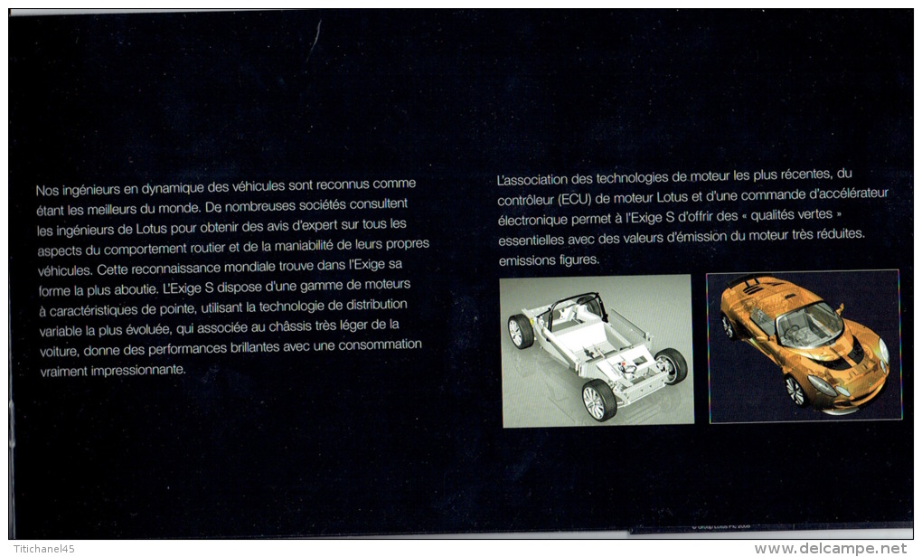 Catalogue automobile LOTUS  EXIGE année 2008 - 20 pages (29.5x 17 cm)