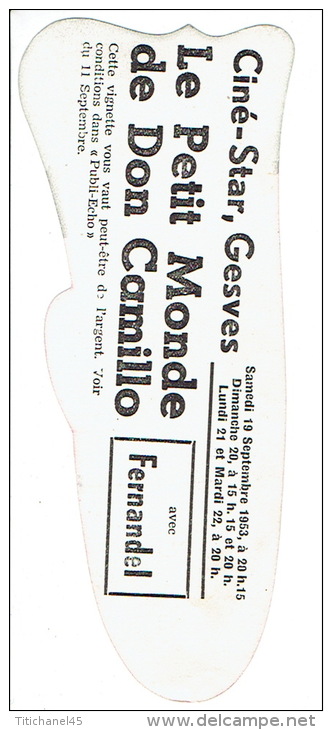 Marque-pages FERNANDEL Publicité Pour Le PETIT MONDE DE DON CAMILLO Ciné-Star à GESVES  En 1953 - Bookmarks