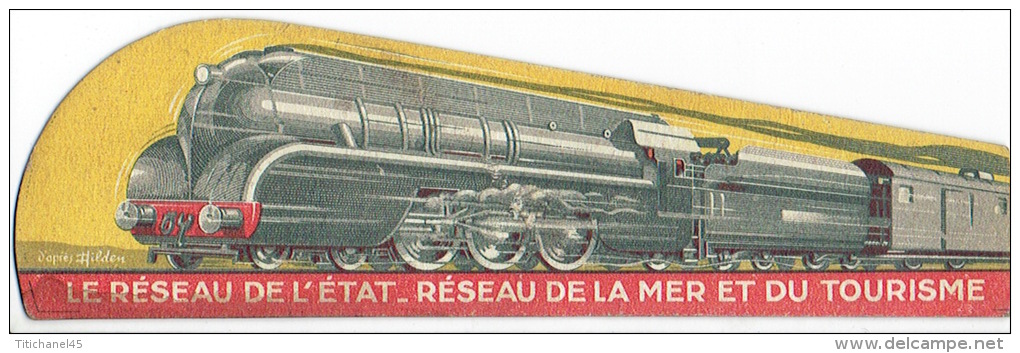 Marque-pages LES CHEMINS DE FER DE L´ETAT - RESEAU DE LA MER ET DU TOURISME - Illustré Par HILDEN - Locomotive - Marque-Pages