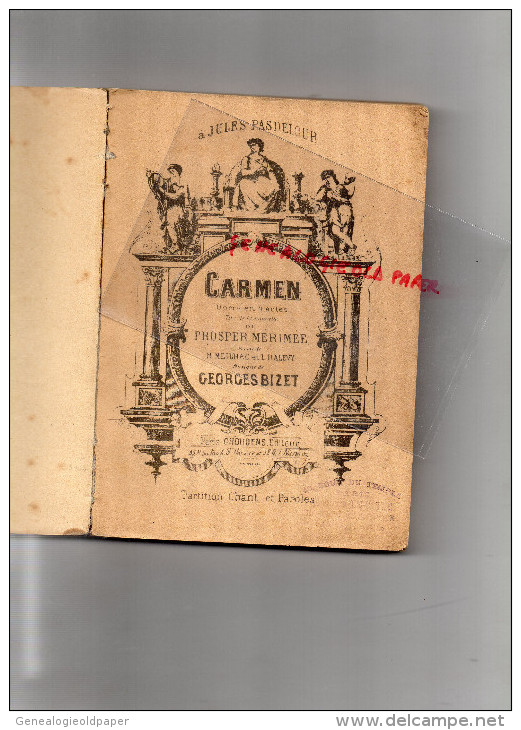 OPERA EN 4 ACTES - CARMEN DE GEORGES BIZET- THEATRE OPERA COMIQUE- PARTITION CHANT ET PAROLES - Música